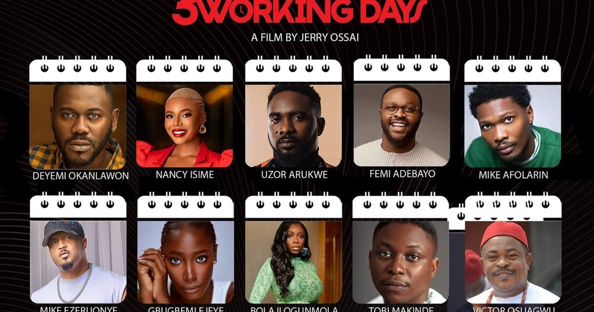 Jerry Ossai unveils cast members for his new movie, ‘3 Working Days’