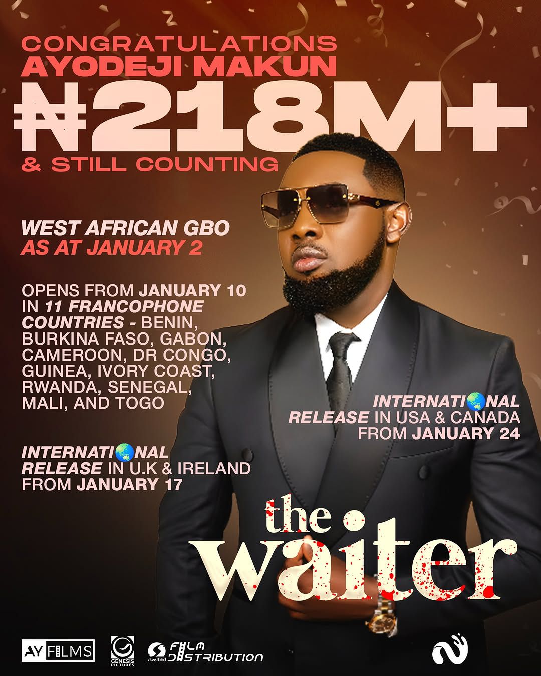 Ayo ‘AY’ Makun’s ‘The Waiter’ surpass ₦218 Million at the Nigerian box-office