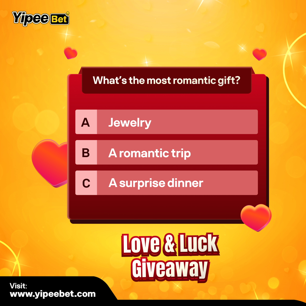 Yipeebet Valentine’s Special Quiz: Do You Know Your Valentine’s Luck?