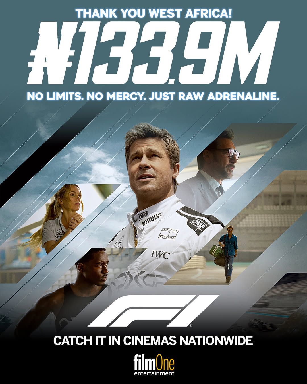 Brad Pitt’s ‘F1’ crosses ₦133.9 Million at the Nigerian box office
